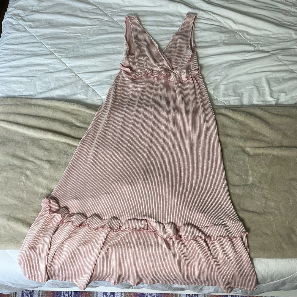 Caution to the wind pink striped maxi dress